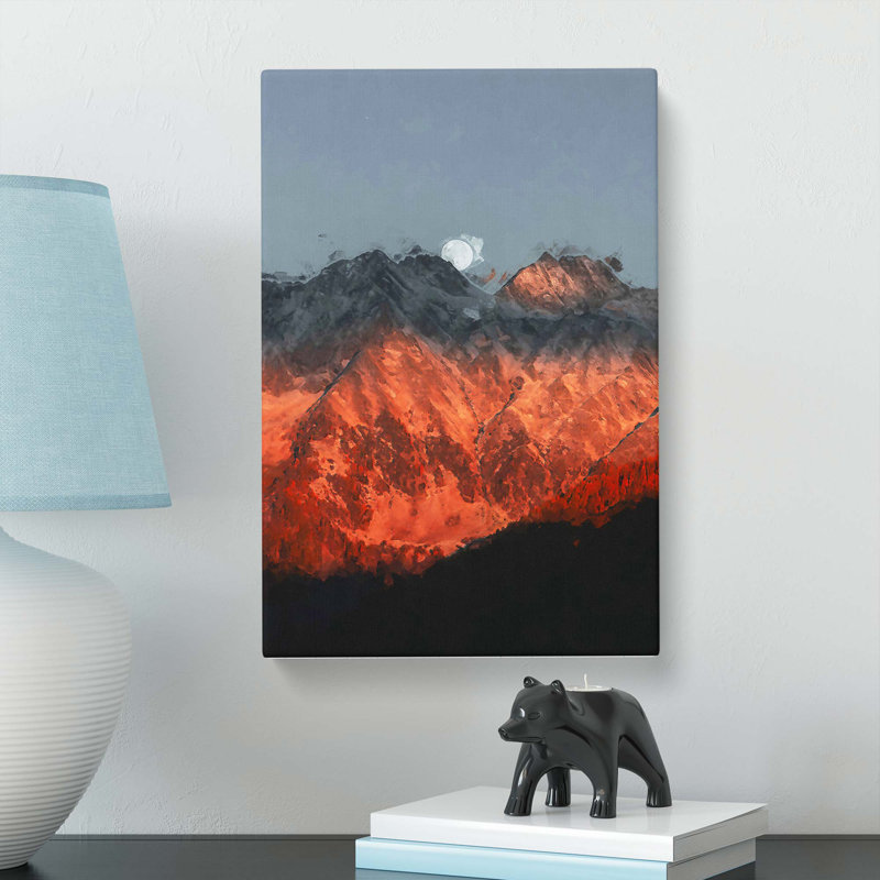 Moon Over The Red Mountains In Italy In Abstract - Wrapped Canvas, 50cm H x 35cm W x 3cm D