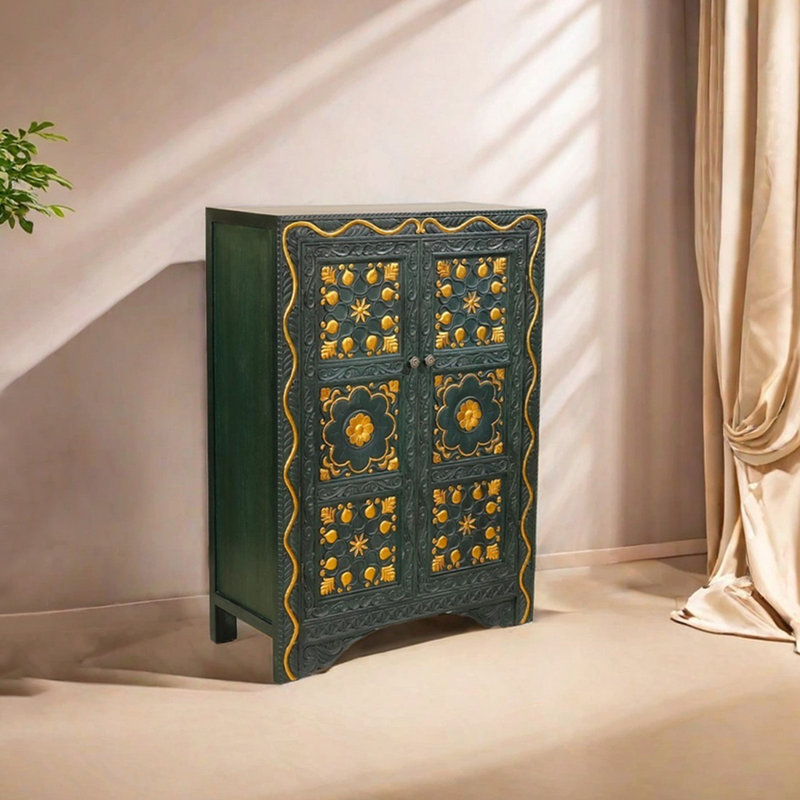 Southeast Asian style solid wood accent cabinet