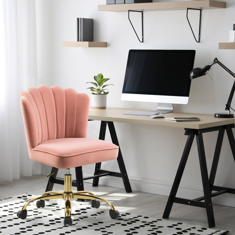 Velvet Office Chair, Gold, Pink