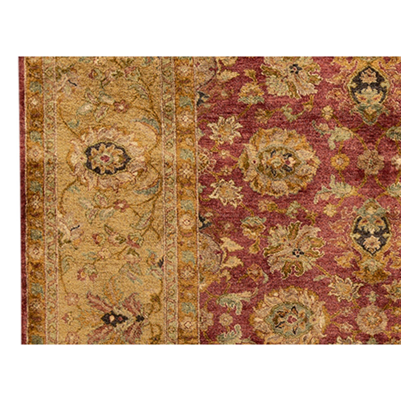 Hand Knotted Oriental Area Rug in Red And Gold