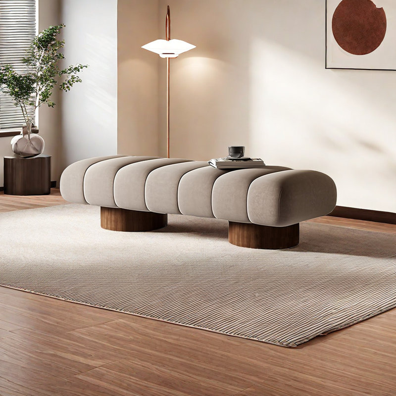 Banc rembourré en tissu Safron, H 16,53 po x l 59,05 po x P 18,89 po