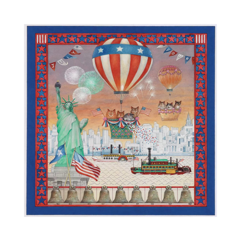 July 4th With Lesley's Cats by Ivory Cats - Wrapped Canvas Print, 30.48 cm H x 30.48 cm W