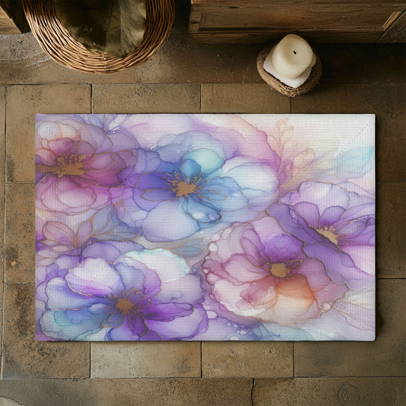 Tapis tressé Lilas Ink Waves, Rectangle 3 pi x 5 pi