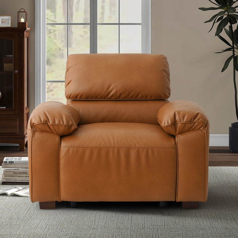 43" Faux Leather Armchair Sofa with Wide Armrest