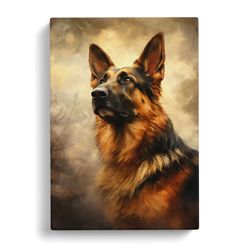 German Shepherd Romanticism No.2 - Wrapped Canvas, 76cm H x 50cm W x 3cm D