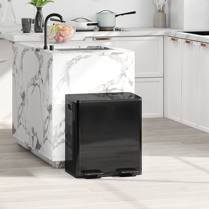 Plastic Step On Multi-Compartments Rubbish & Recycling Bin - 40L