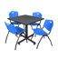 Table de salle de repos carrée Nicklo, chaises empilables 4 M-32668301-32668305-40142455