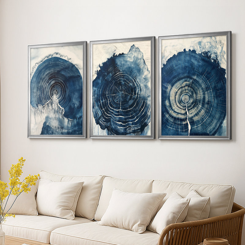 ABSTRACT Series CCV III - Toile tendue avec châssis sur mesure - 3 pièces, H 27 po x l 39 po