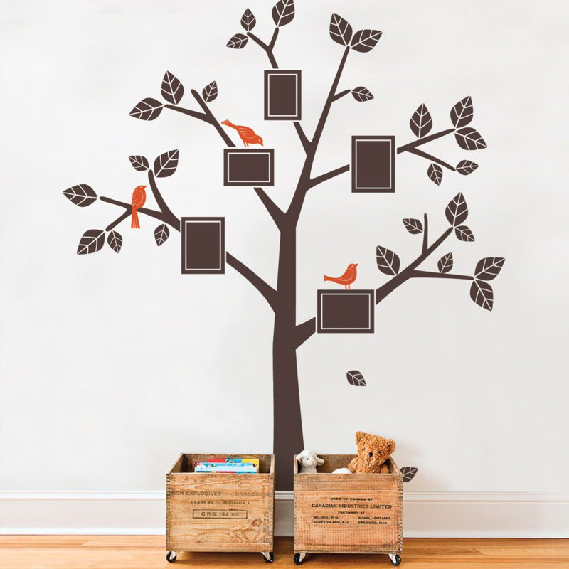 Décalcomanie murale arbre famille simple, Brun