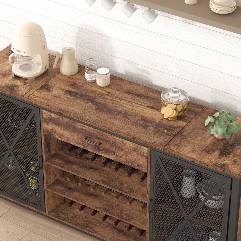 70.9" Long Bar Cabinet, Rustic Brown