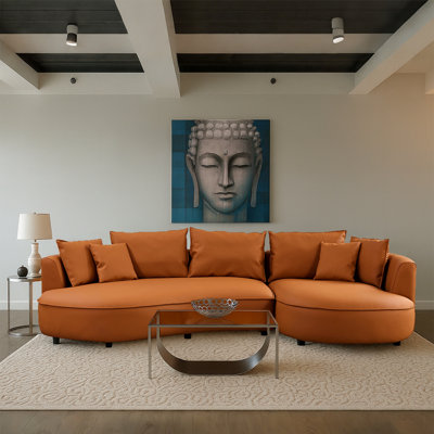 Lakera Modern Faux Leather Sectional Curved Sofa Couch for Living Room,Upholstered Eco-leather Couch,Leather Sectional by Orren Ellis
