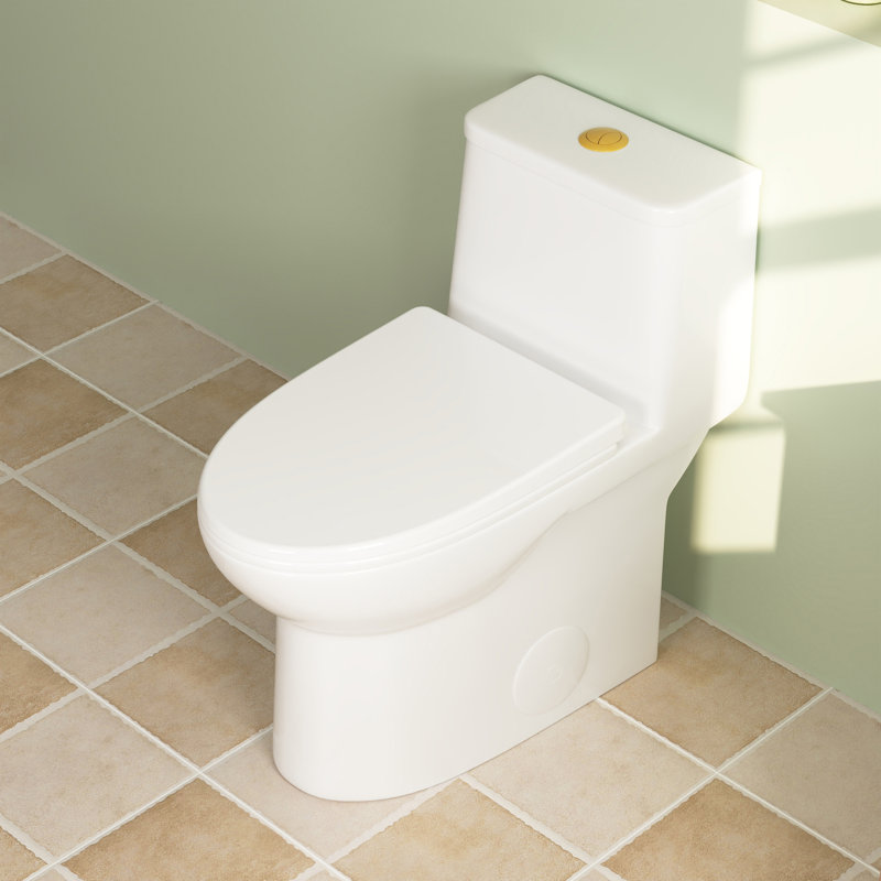 DeerValley Ursa Modern Toilet Elongated One-Piece Toilet with High Efficient Flush and Fully Glazed Design(Seat Included)