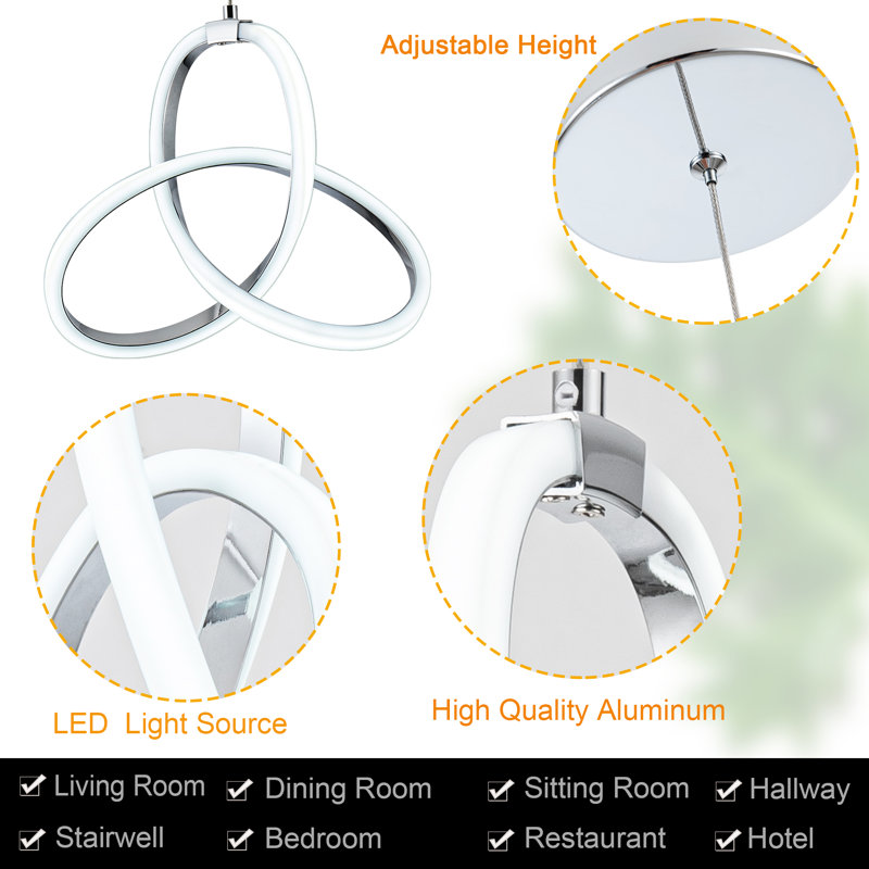 Modern LED Pendant Light, Chrome