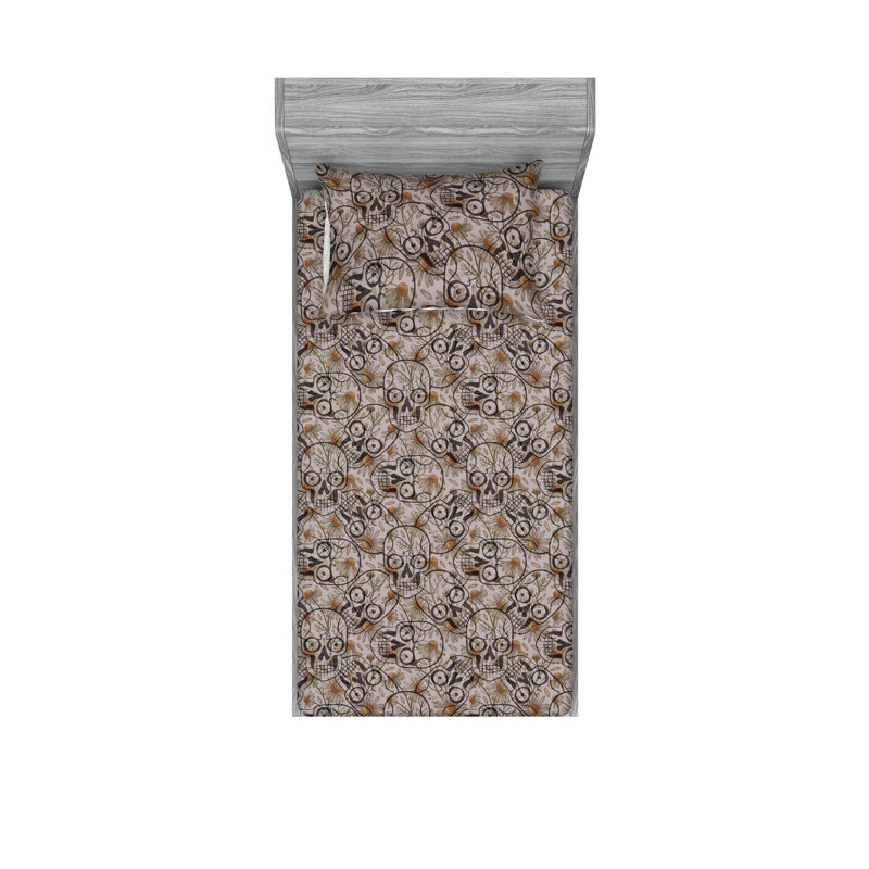 Drap-housse et taie décorative simple Ambesonne, Ensemble de draps pour lit simple avec 1 taie d'or