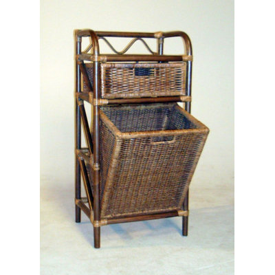 Rattan-Wäscheregal mit 1 großen Schublade und 1 Wäschebehälter