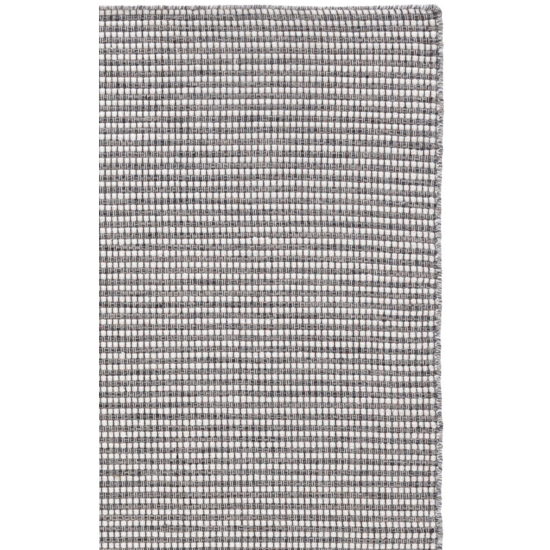 Natura Hand Woven Wool/Cotton Solid Color Rug in Dark Grey/Ivory, Runner 2'3" x 8'
