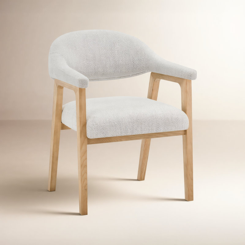 Chaise rembourrée Efren Daina Rosswell, Tissage ivoire Prestige