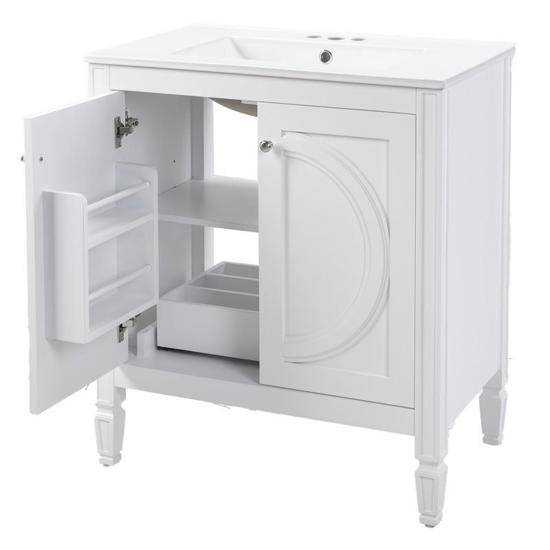 Ensemble de meuble-lavabo sans installation avec lavabo en céramique et armoire à pharmacie murale
