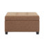 Banc de rangement rembourré 35 po carré en similicuir brun avec revêtement gaufré et pieds en bois de bouleau pour le salon et le bureau