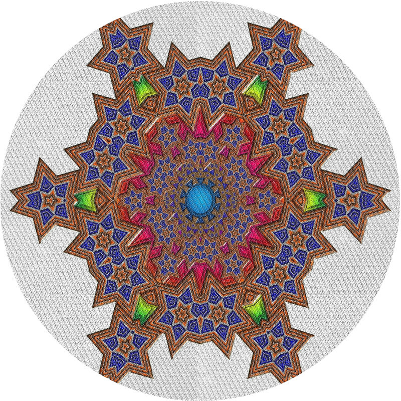 Tapis décoratif bleu géométrique, Rond 3 pi
