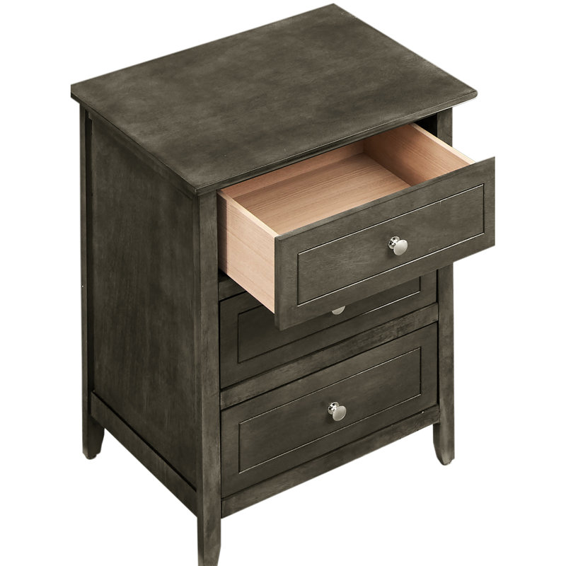 Table de chevet grise l 19 po - 3 tiroirs pour une organisation quotidienne de 25 po avec une polyvalence moderne