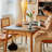 Black Rectangular Stone with Solid Dining Table For Dining Room/Kitchen-654389729-654389728