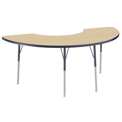 36" x 72" Half Moon T-Mould Activity Table with Adjustable Legs