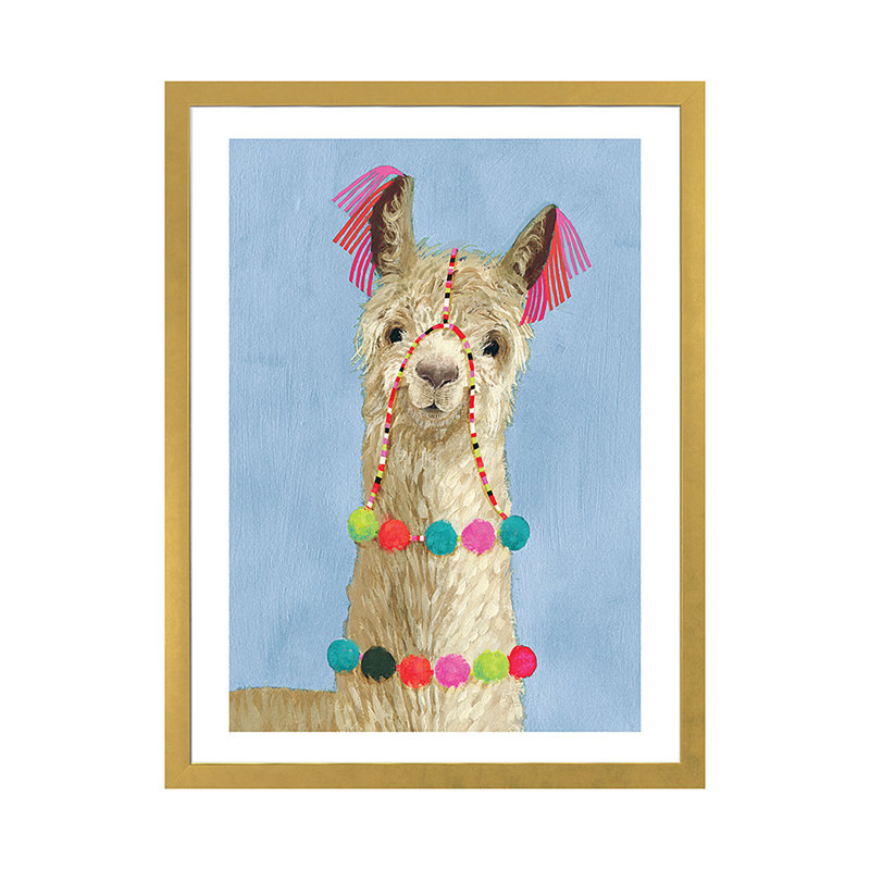 «Adorned Llama III», impression, H 32 po x l 24 po x P 1 po, Encadrement brun