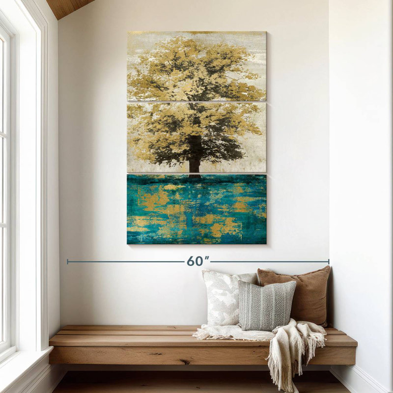 Harnek majestueux - turquoise avec or, 50" H x 32" W