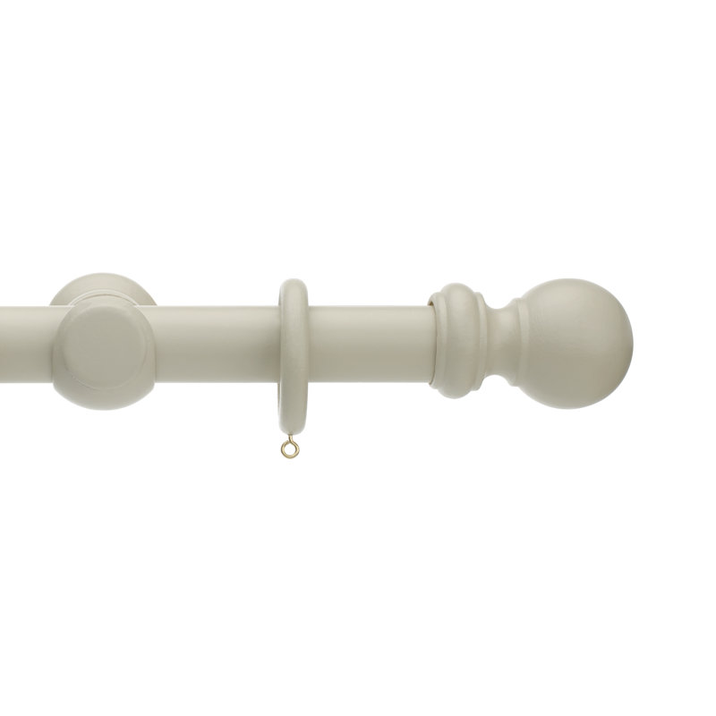 Keswick Wooden Complete Curtain Pole and Hardware Set, 2.8cm H x 200cm W x 2.8cm D, French Grey