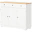 Buffet moderne - Plateau en bois massif, 3 tiroirs, portes, tablette réglable pour un rangement efficace dans la cuisine. Blanc.