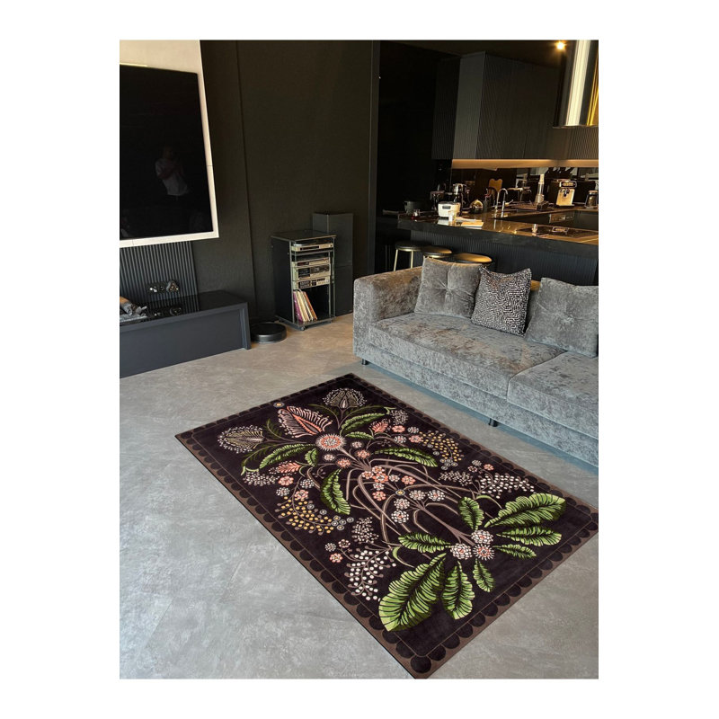Tapis à motif floral Botanical Floral, Rectangle 4 pi 7 po x 6 pi 7 po