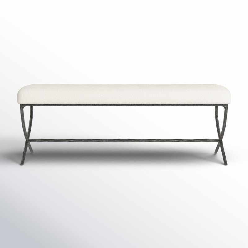 Banc rembourré Evelynn, Noir, Ivoire