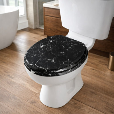 Marble Effect Toilet Seat Black