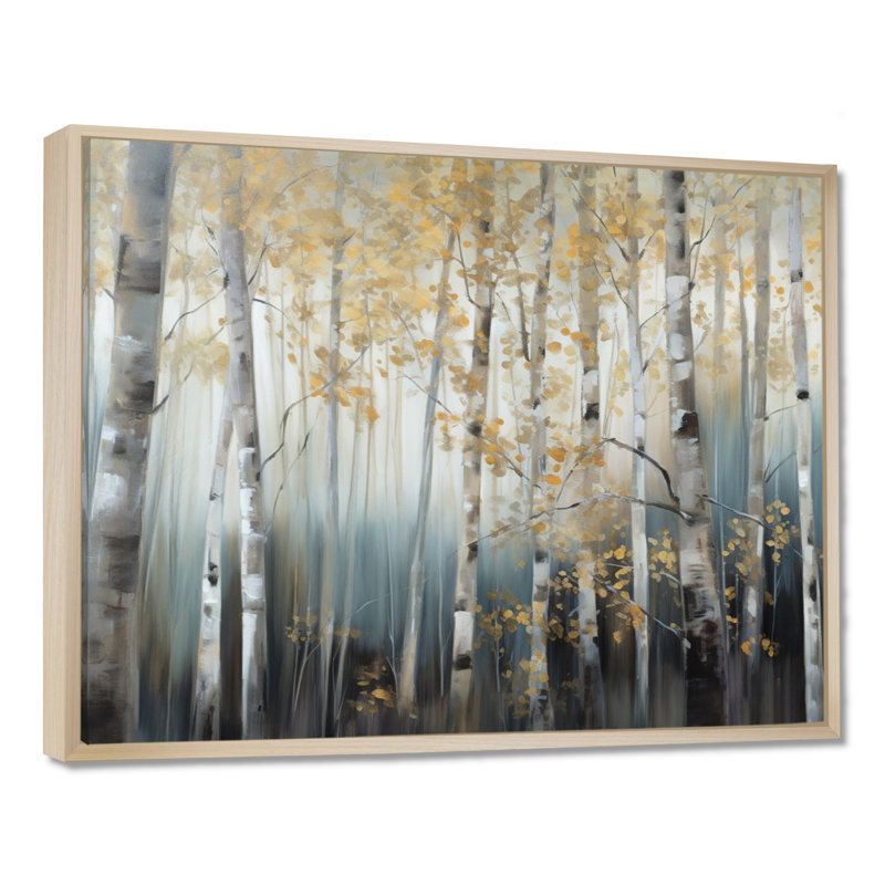 Ruwen Birch Tree Dense Forest V - reproduction d'art sur toile encadrée, H 34 po x l 44 po x P 1,5 po, Cadre flottant érable