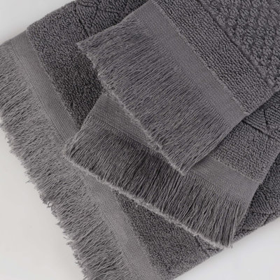 Blue Nile Mills Geometric Luxe Absorbent 3-Piece Cotton Towel Set