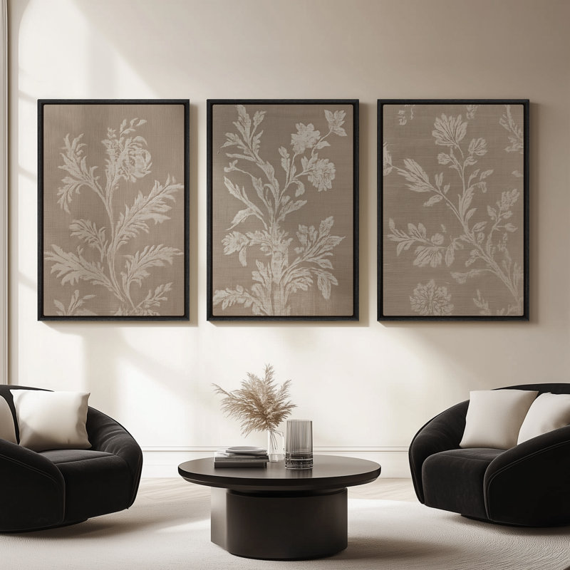 Framed Canvas Wall Art - Vintage Abstract Wall Prints for Bedroom, 24" H x 16" W, Black