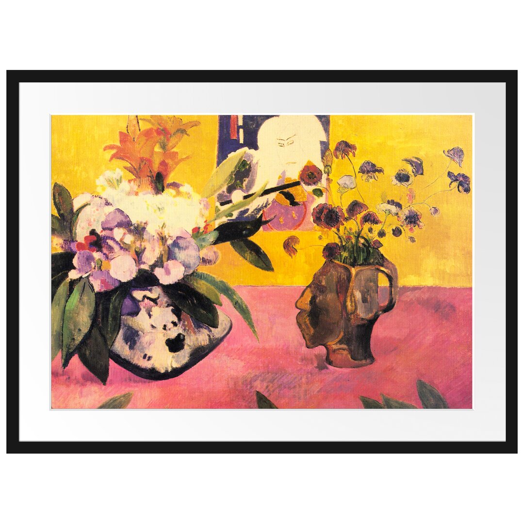 Gerahmter Kunstdruck Still Life with Japanese Graphic von Paul Gauguin