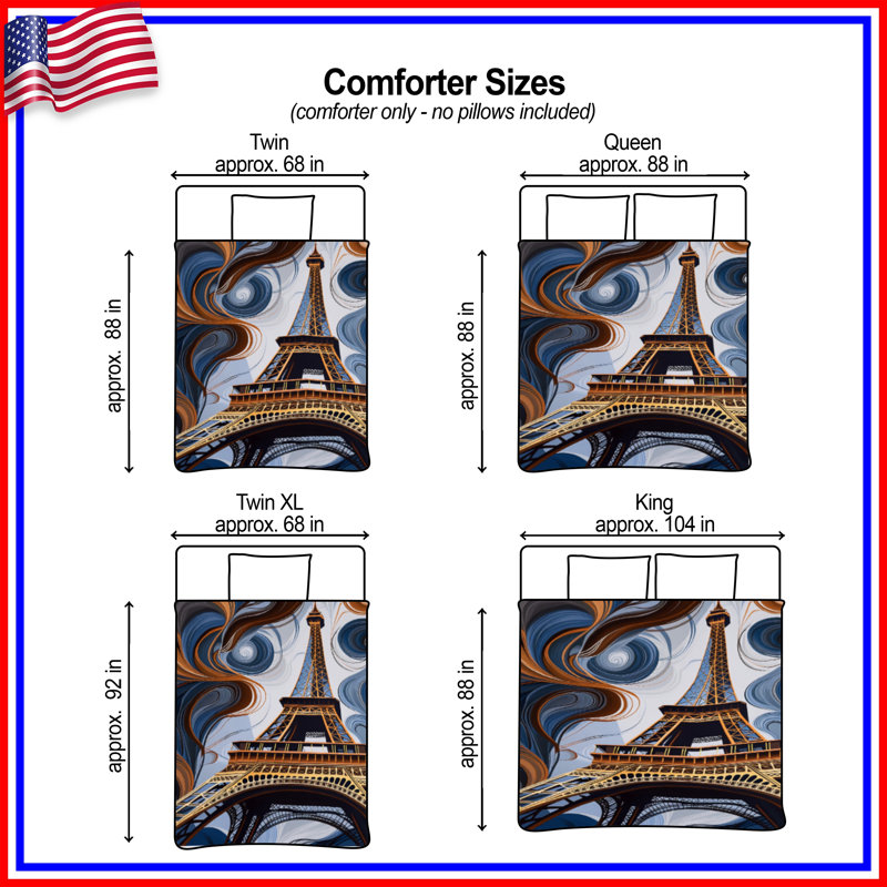Eiffel Tower Bedding Architecture Comforter Modern, Twin Extra Long