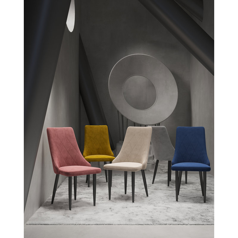 Galia Velvet Side Chair, Blue, Black