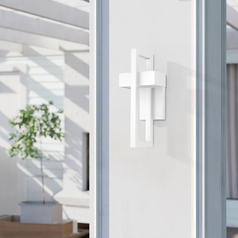 Navona Wrought Iron LED Wall Light, White, 16.5" H x 7.1" W x 6.7" D