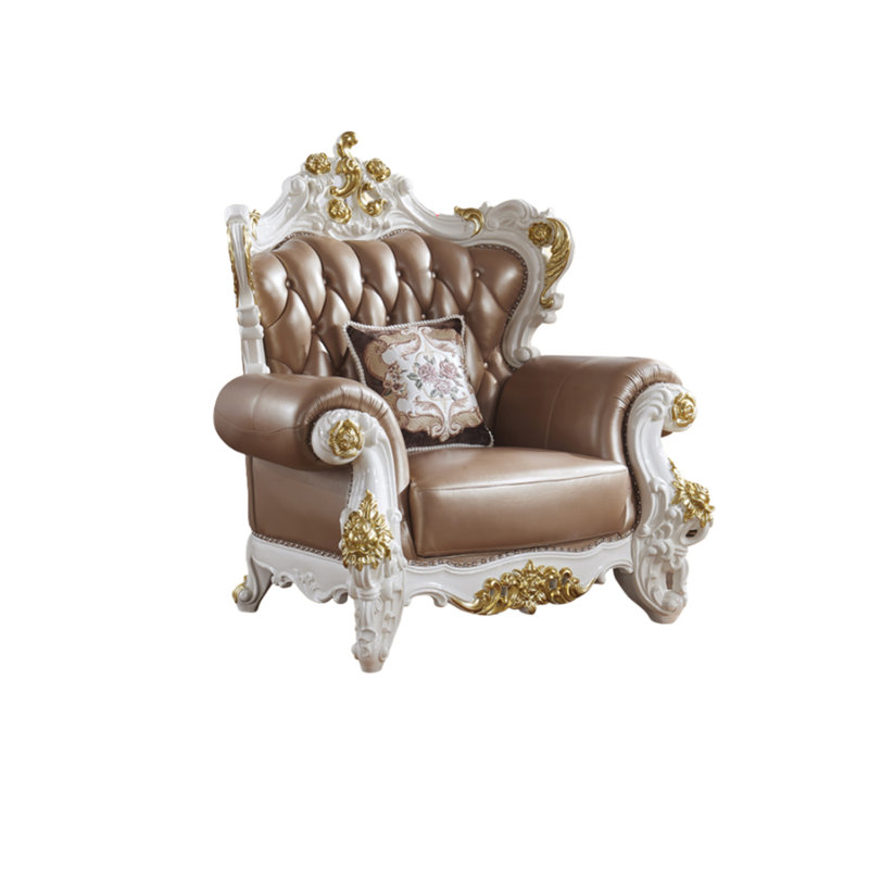 Fauteuil en cuir de vache sculpté American