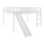 Lit mezzanine pleine grandeur pour enfants avec glissade, structure en bois robuste, conception multifonctionnelle peu encombrante, blanc