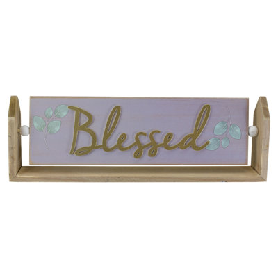 Plaque à charnière 13,25 po avec inscription en relief «Blessed»