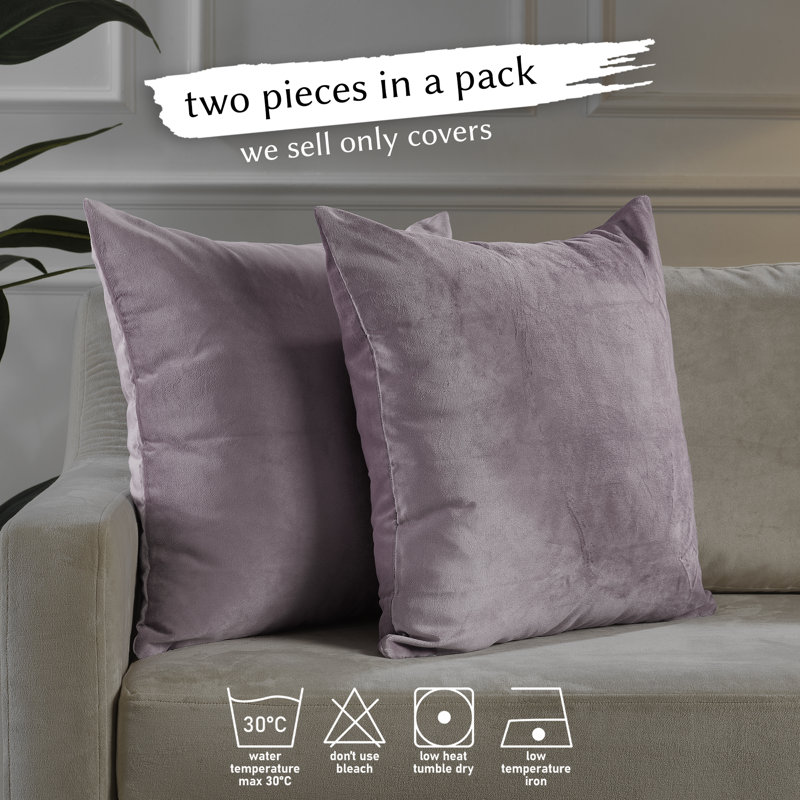 Housse de coussin en velours mat, 12 po x 12 po, 73 lilas lustré