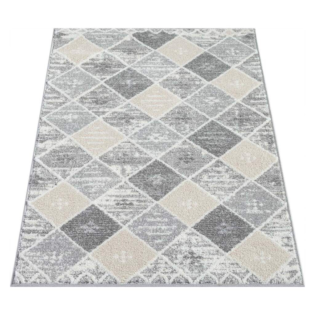 Teppich Flair 179 Kurzflor Wohnzimmer - Grau - Rauten-Look - 3D-Effekt