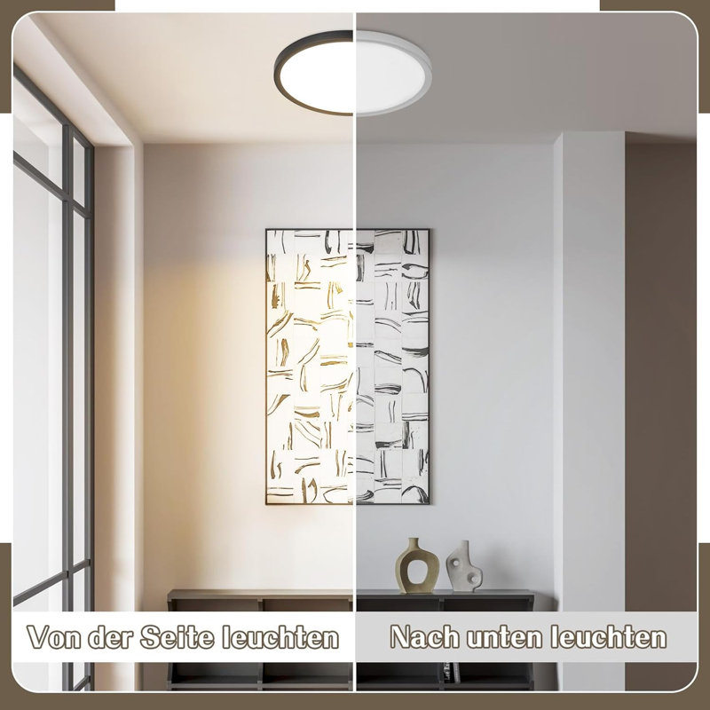 LED Semi Flush Mount, Black, 3000 Kelvins