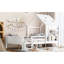 Lit mezzanine bas en bois massif avec bureau, tableau noir et solutions de rangement multiples pour enfants, aucun sommier requis-281613106-281613111