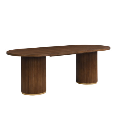 Jassora 88" Modern Mid-Century Ash Wood Veneer Double Cylinder Dining Table for 6-8 People