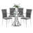 47.2" Round Glass Dining Table set for 4, 5-Pieces Round Dining Table Set, Clear Glass Dining Table set with 4 Velvet Upholstered Chairs, for Kitchen, Dining Room, Apartment-218749473-218749472-218749474